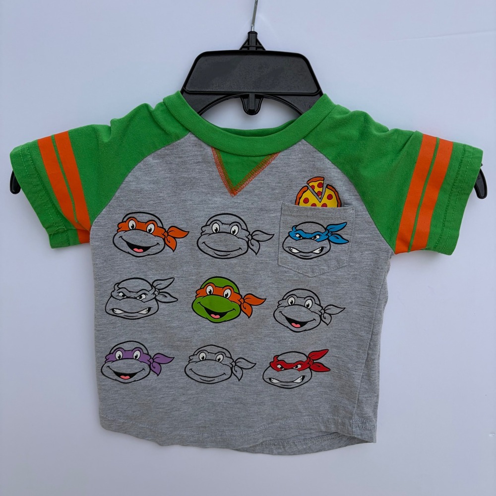 Teenage Mutant Ninja Turtles TMNT Boys Raglan Graphic‎ T-Shirt Gray Green 3T